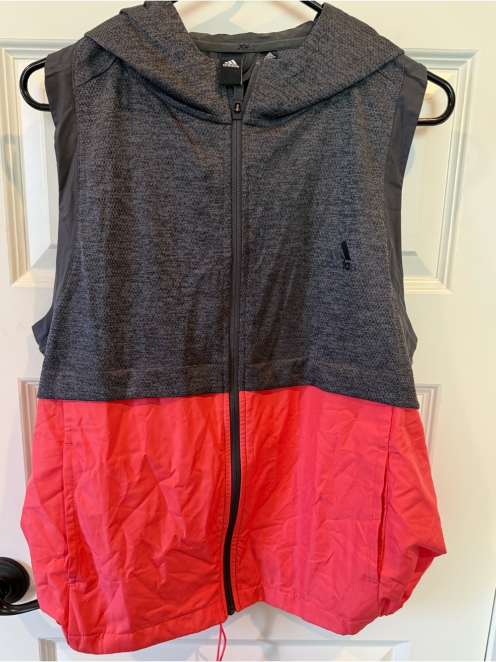 adidas Heathered Charcoal and Black Hooded Vest